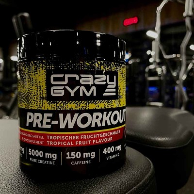 Crazy GYM PRE-WORKOUT powder. Plant energy for your powerful workout.