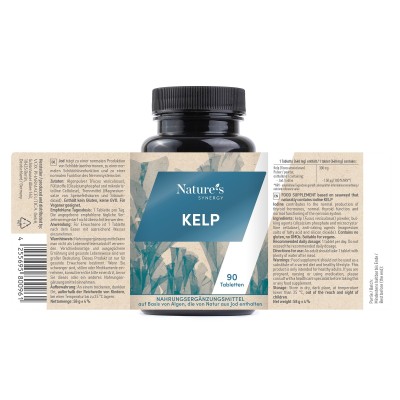 Kelp tablets. Kelp, a natural source of iodine, is natural force of nature for your health. 90 tablets, 6 weeks
