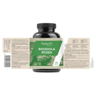 Rhodiola Rosea Capsules. The power of plants for your everyday well-being. 120 capsules, 2-4 months.