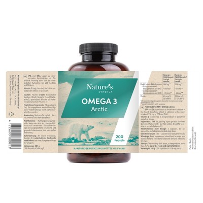 Omega 3 Arctic capsules. Omega-3 and Vitamin E for arctic sharp thinking and vision. 200 capsules.